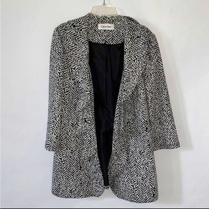 Calvin Klein Women's Black/White Ruffled Open-Front Jacket